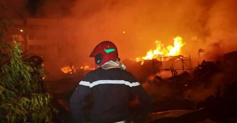 فيديو حريق سوق القريعة بالدار البيضاء