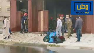 بالفيديو…تماس كهربائي يتسبب في اشتعال حريق بمستودع بحي السعيدية تيزنيت