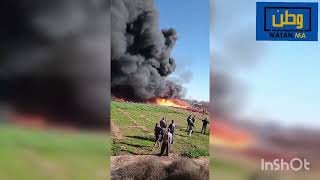 بالفيديو…اندلاع حريق مهول بضيعة فلاحية قرب مرجان بإنزكان