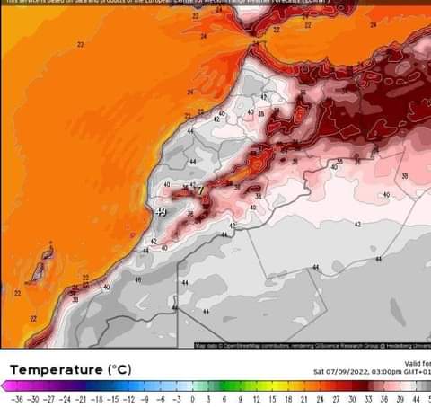 الارصاد الجوية تصدر نشرة إنذارية من المستوى الأحمر تتراوح ما بين 40 و 48 درجة