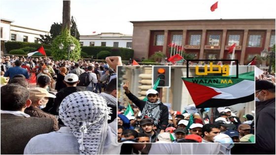 الشعب المغربي يخرج الى الشارع تضامنا مع القضية الفلسطينية