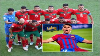 اللاعب الدولي إلياس أخوماش يحمل القميص الوطني المغربي