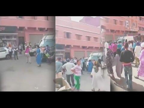 فيديو: فضيحة بنات محيحات على البوليس وحدة تعرات عليهم قدام الناس ببني ملال